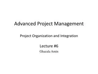 advanced project management project organization and integration