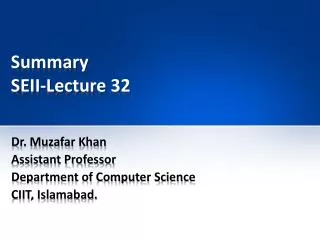 Summary SEII-Lecture 32