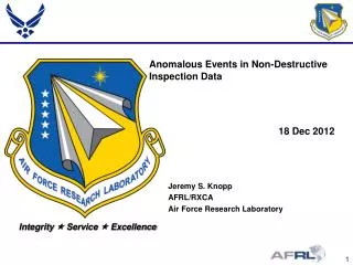 Anomalous Events in Non-Destructive Inspection Data