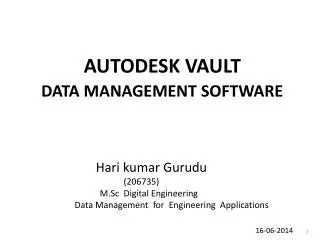 AUTODESK VAULT DATA MANAGEMENT SOFTWARE