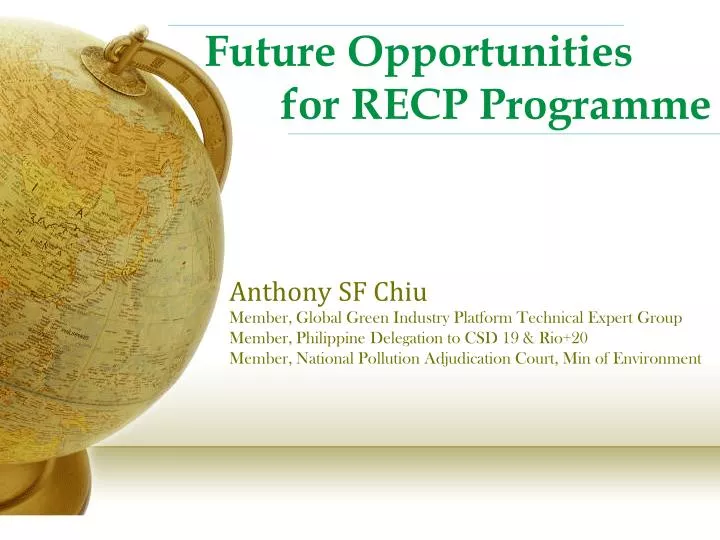 future opportunities for recp programme