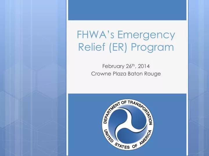 fhwa s emergency relief er program