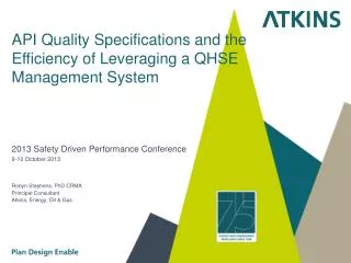 API Quality Specifications and the Efficiency of Leveraging a QHSE Management System