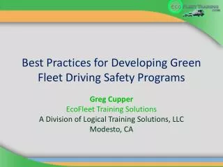 Best Practices for Developing Green Fleet Driving Safety Programs