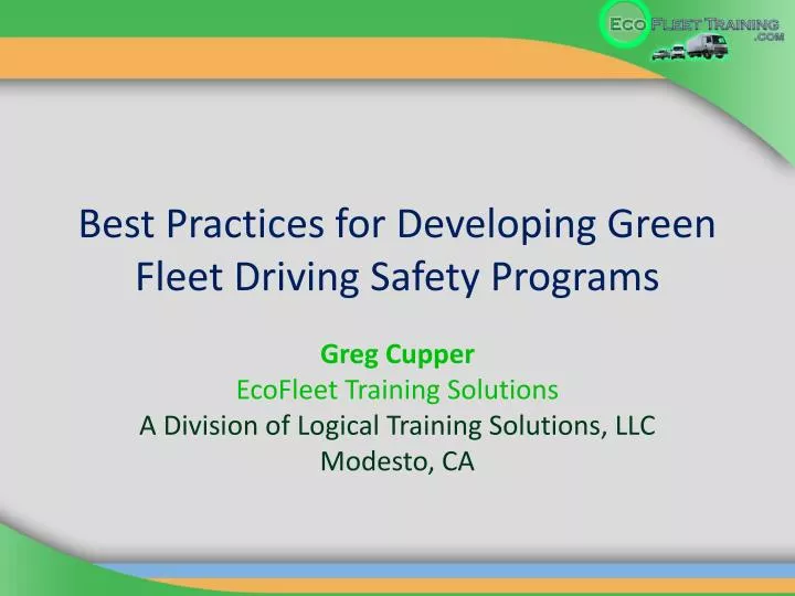 best practices for developing green fleet driving safety programs