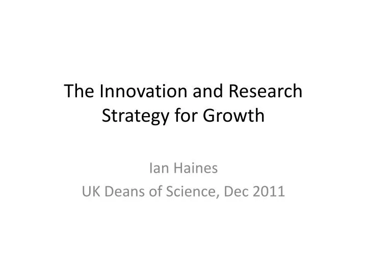 the innovation and research strategy for growth