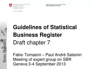 Guidelines of Statistical Business Register Draft chapter 7