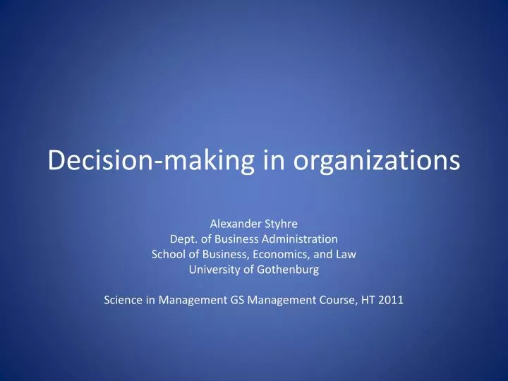 decision making in organizations