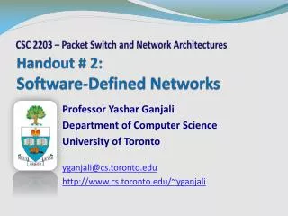 Handout # 2: Software-Defined Networks