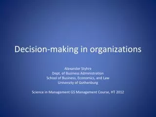 Decision-making in organizations