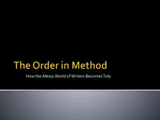 The Order in Method