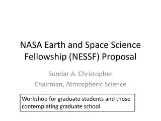 NASA Earth and Space Science Fellowship (NESSF) Proposal