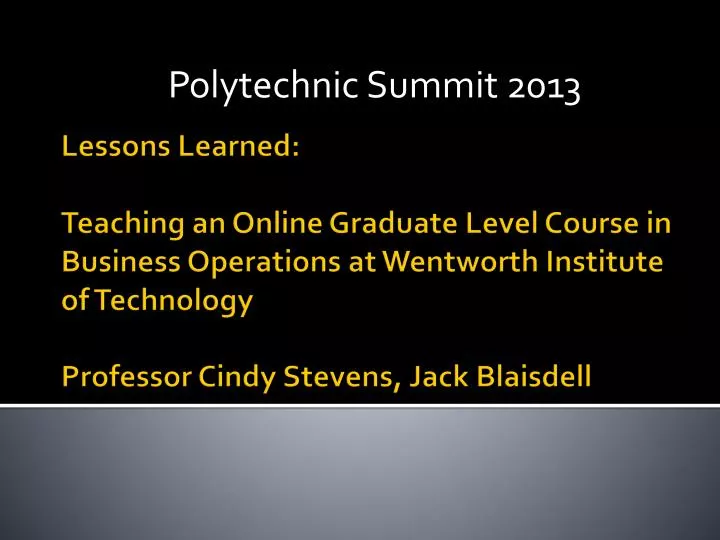 polytechnic summit 2013