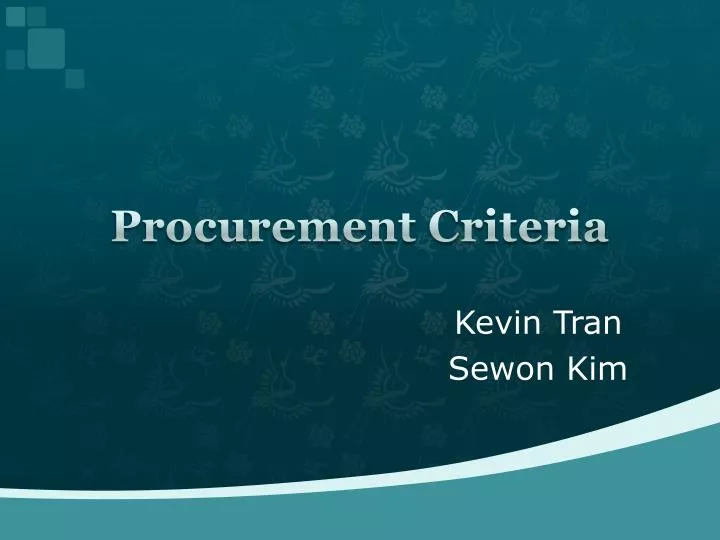 procurement criteria