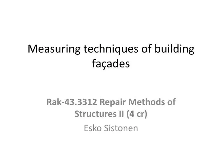 measuring techniques of building fa ades