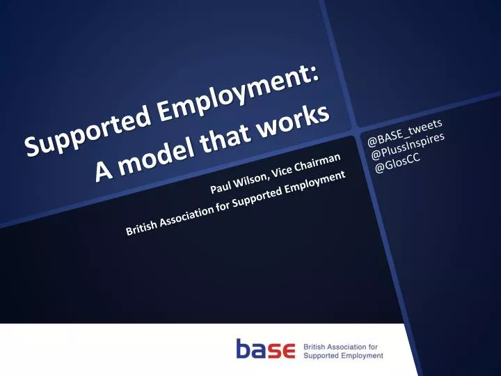 supported employment a model that works