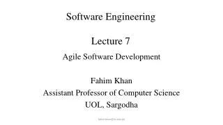 Software Engineering Lecture 7 Lecture # 7