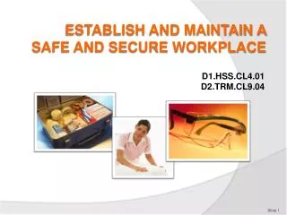 ESTABLISH AND MAINTAIN A SAFE AND SECURE WORKPLACE