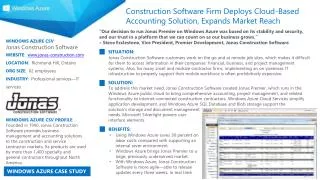 WINDOWS AZURE CSV : Jonas Construction Software WEBSITE : www.jonas-construction.com LOCATION : Richmond Hill, Onta