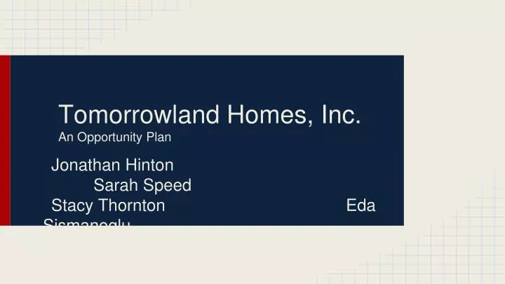 tomorrowland homes inc an opportunity plan