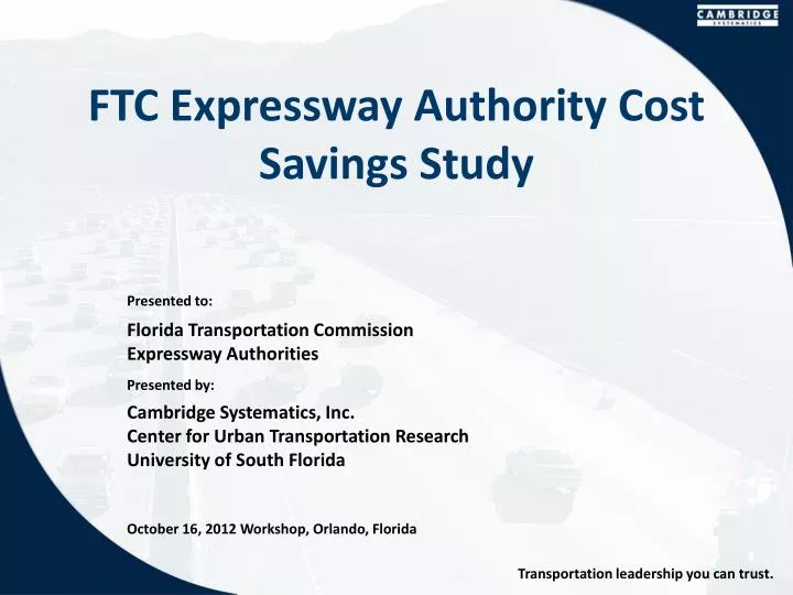 ftc expressway authority cost savings study