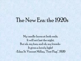 The New Era: the 1920s
