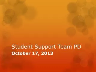Student Support Team PD