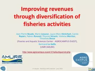 Improving revenues through diversification of fisheries activities