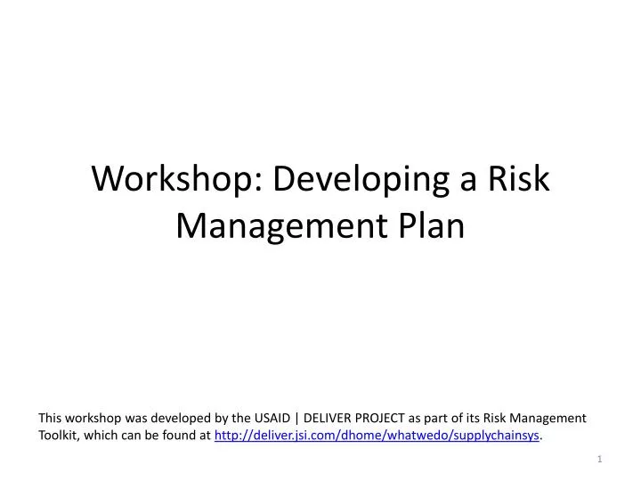 workshop developing a risk management plan