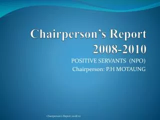 Chairperson’s Report 2008-2010