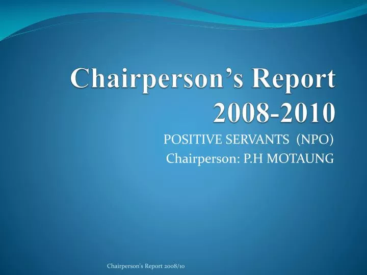chairperson s report 2008 2010