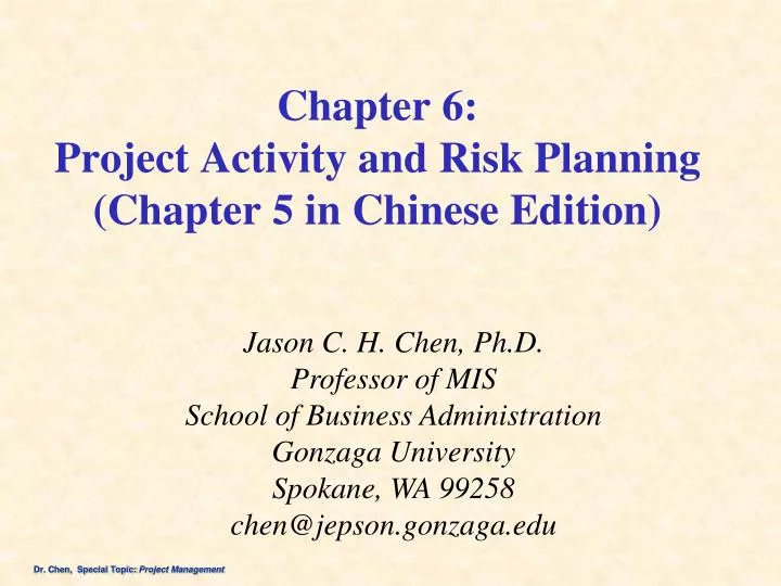 chapter 6 project activity and risk planning chapter 5 in chinese edition