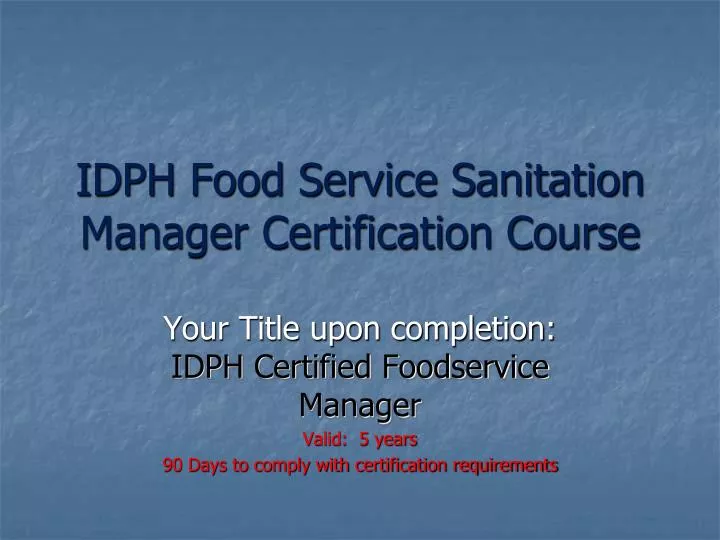 idph food service sanitation manager certification course