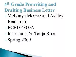 4 th Grade Prewriting and Drafting Business Letter