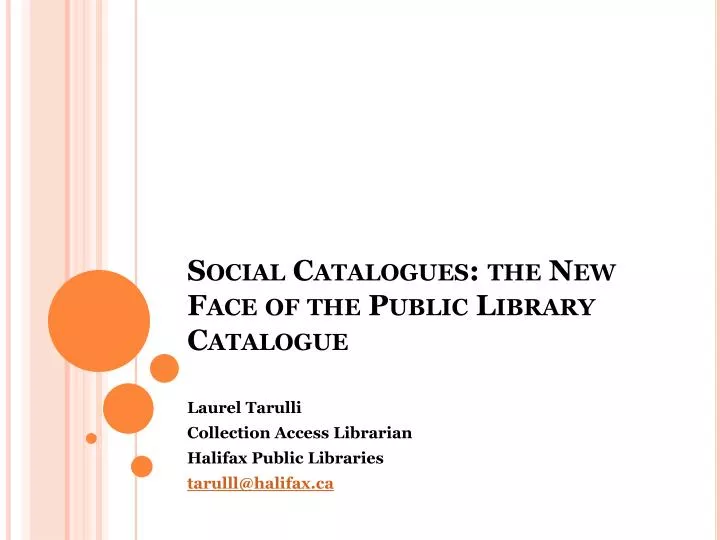 social catalogues the new face of the public library catalogue