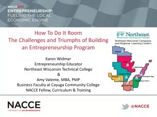 How To Do It Room The Challenges and Triumphs of Building an Entrepreneurship Program Karen Widmar Entrepreneurship