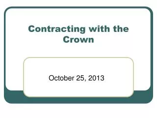 Contracting with the Crown