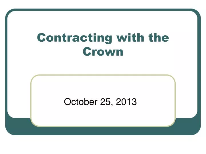 contracting with the crown