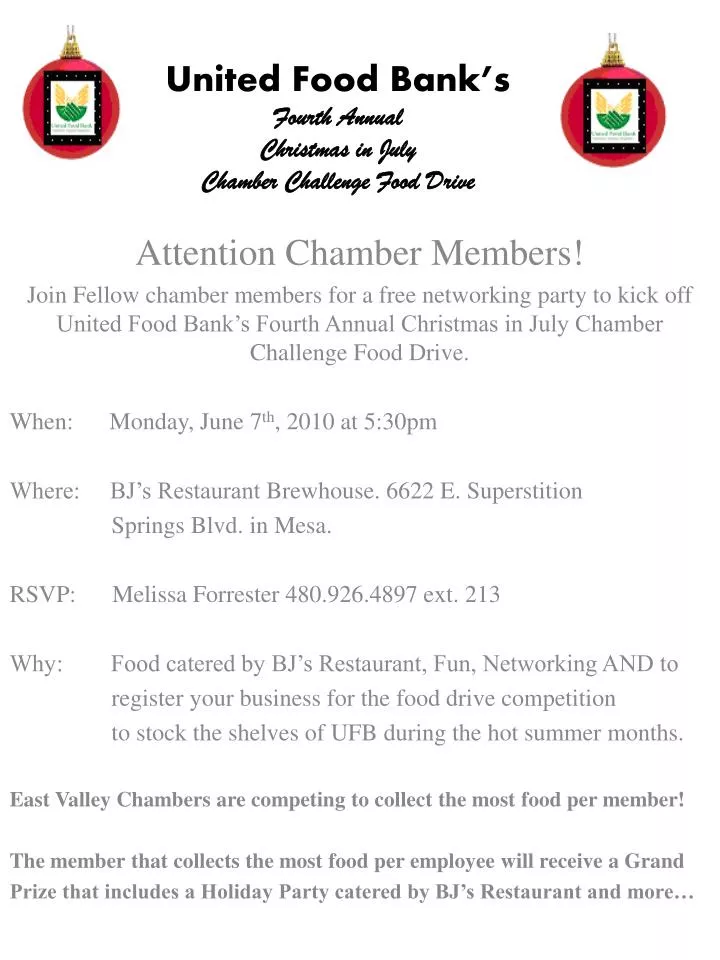 united food bank s fourth annual christmas in july chamber challenge food drive