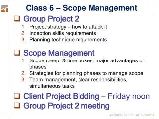 Class 6 – Scope Management