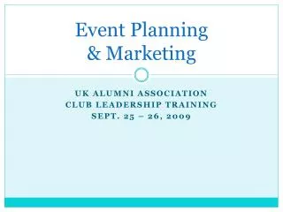 Event Planning &amp; Marketing