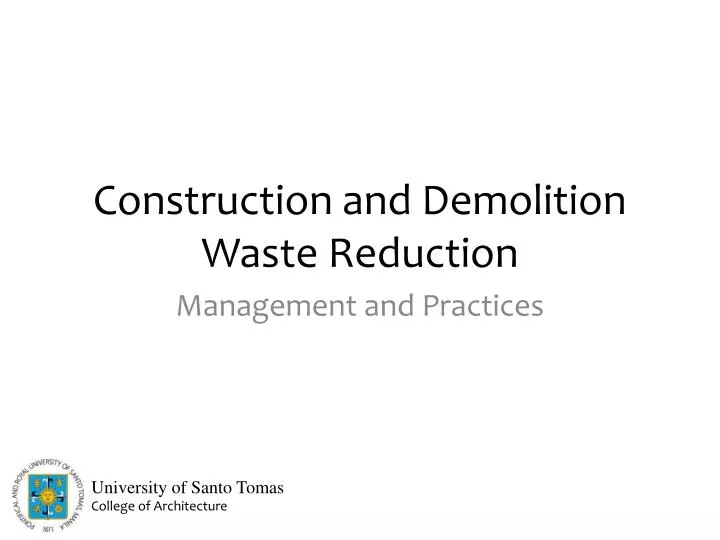 construction and demolition waste reduction