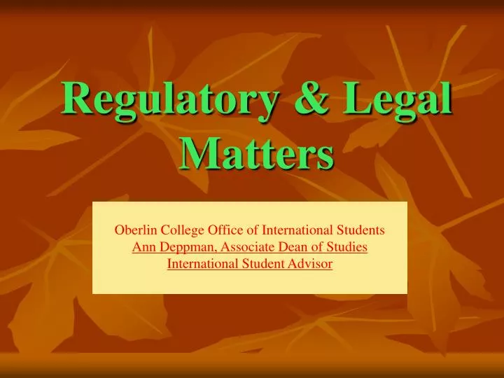 regulatory legal matters