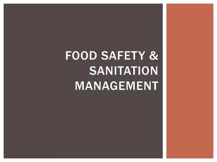 food safety sanitation management
