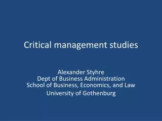 Critical management studies
