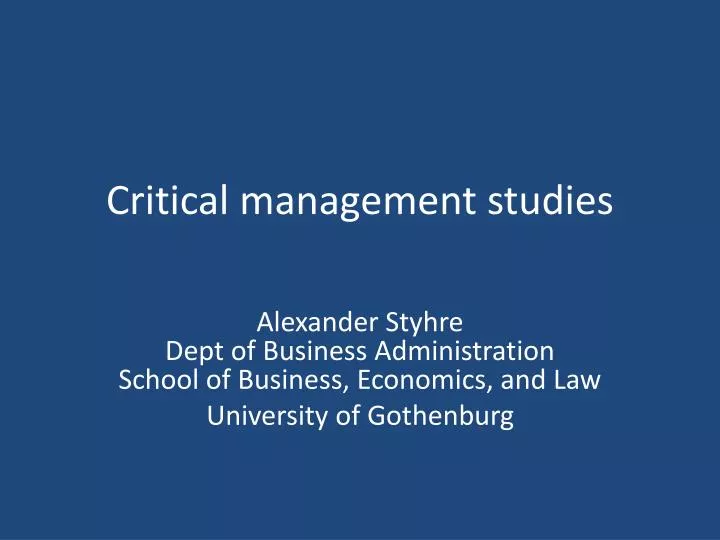 critical management studies