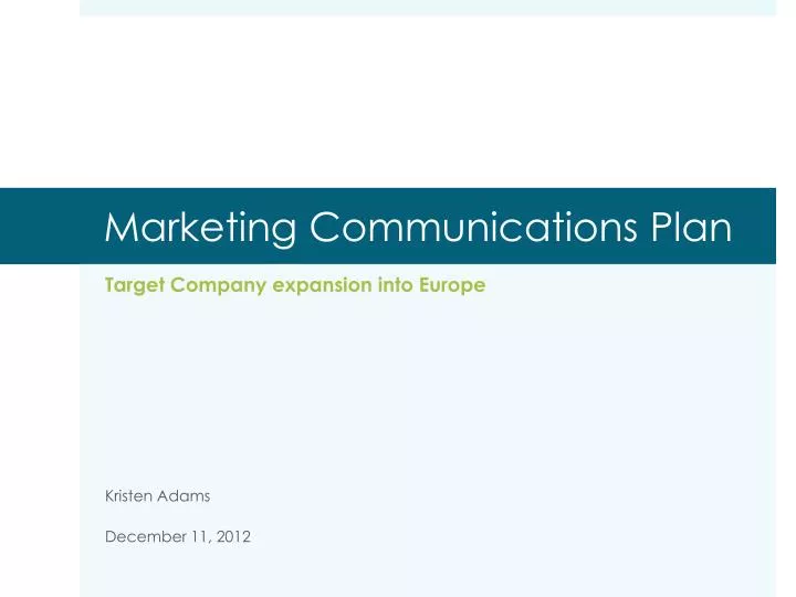 marketing communications plan