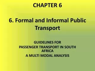 CHAPTER 6 6. Formal and Informal Public Transport