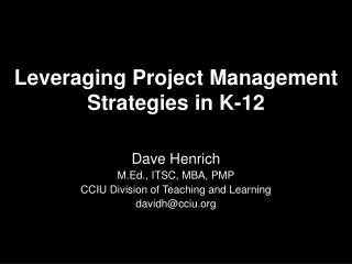 Leveraging Project Management Strategies in K-12