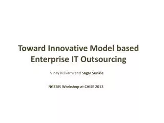 Toward Innovative Model based Enterprise IT Outsourcing